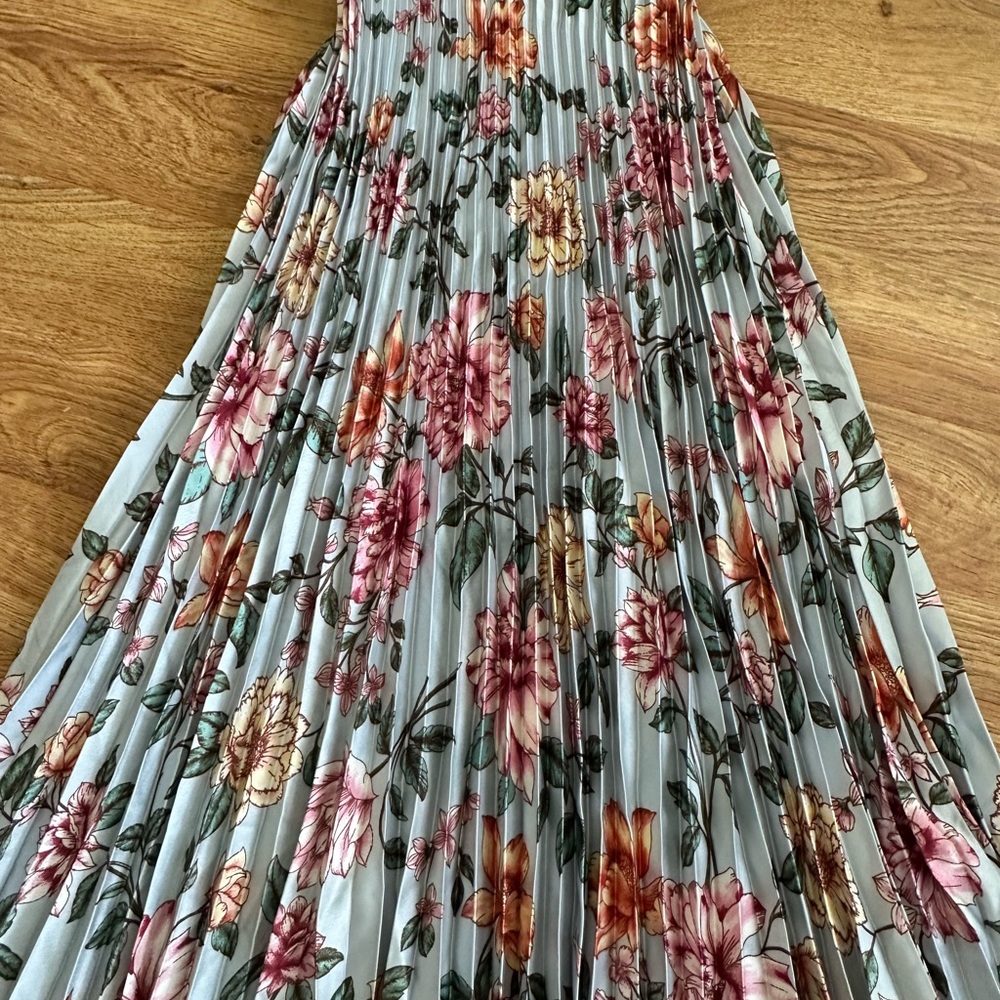 Jessica Simpson Halter Pleated Blue Floral Dress XS - Picture 11 of 14